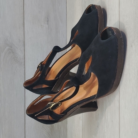 Coclico Womens Suede Ankle Strap Heels Open Toe Sandals Shoes sz 38 US 7.5 - Picture 2 of 15